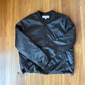 Derek Lam x Athleta Black Satin Bomber Jacket